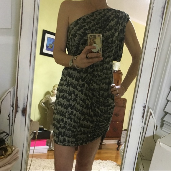 EUC Eva Franco Zebra one shoulder dress Sz. 6 - Picture 8 of 8